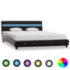 Bedframe Met Led Kunstleer 160 x 200 cm Zwart