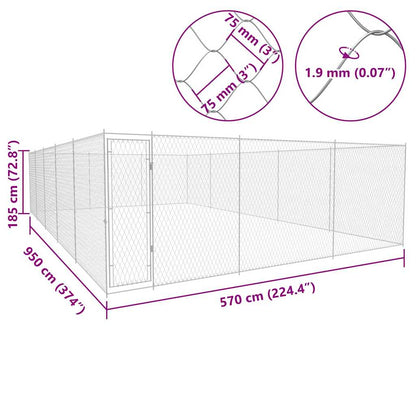 Hondenkennel Voor Buiten Gegalvaniseerd Staal 950 x 570 x 185 cm