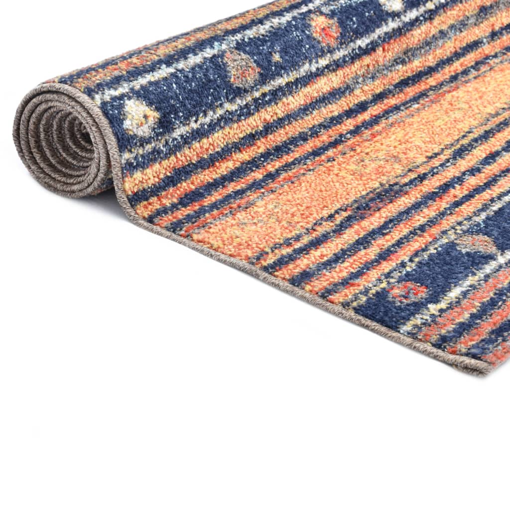 Vloerkleed 160X230 Pp Blauw En Oranje
