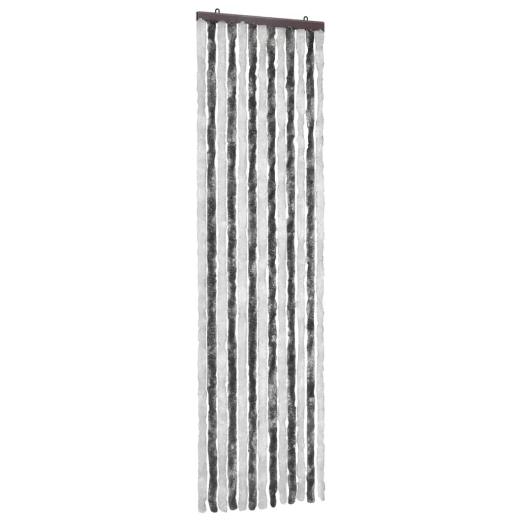 Vliegengordijn 56x185 cm chenille grijs en wit 56 x 185 cm Antraciet en wit