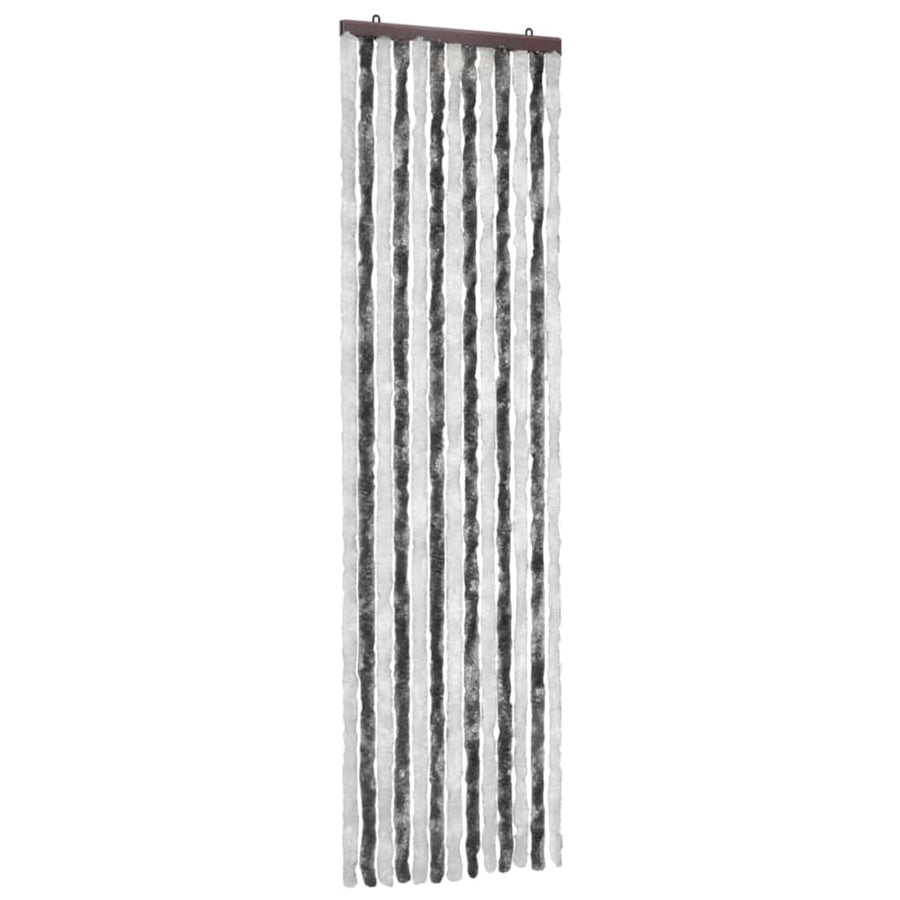 Vliegengordijn 56x185 cm chenille grijs en wit 56 x 185 cm Antraciet en wit