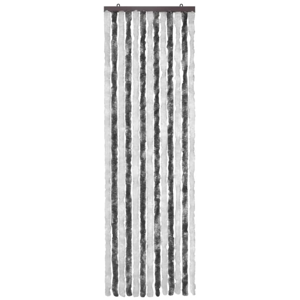 Vliegengordijn 56x185 cm chenille grijs en wit 56 x 185 cm Antraciet en wit