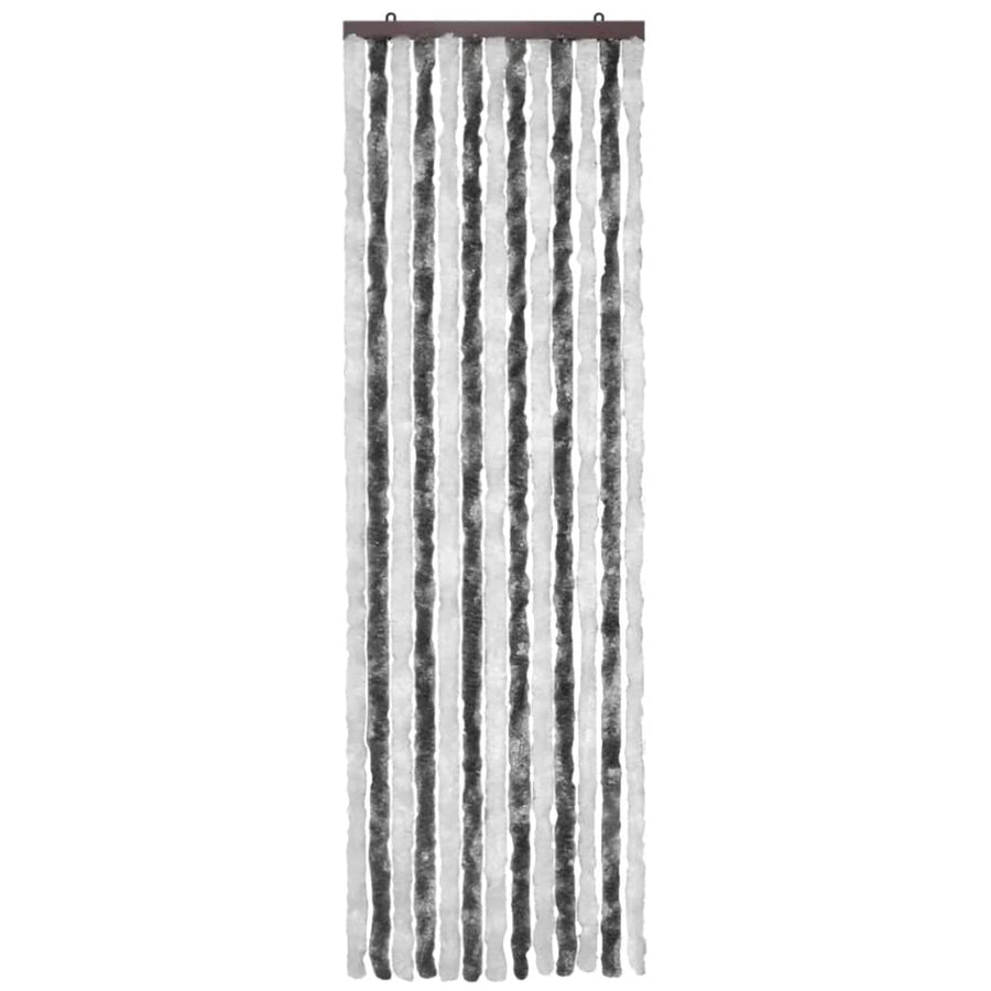 Vliegengordijn 56x185 cm chenille grijs en wit 56 x 185 cm Antraciet en wit