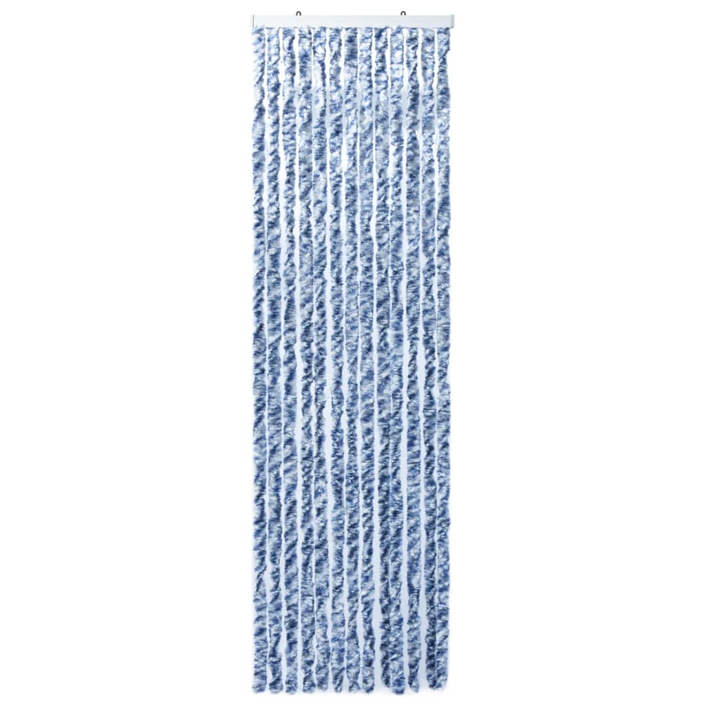 Vliegengordijn 56x185 cm chenille blauw, wit en zilver 56 x 185 cm Blauw/wit/zilver