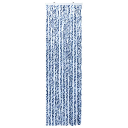 Vliegengordijn 56x185 cm chenille blauw, wit en zilver 56 x 185 cm Blauw/wit/zilver