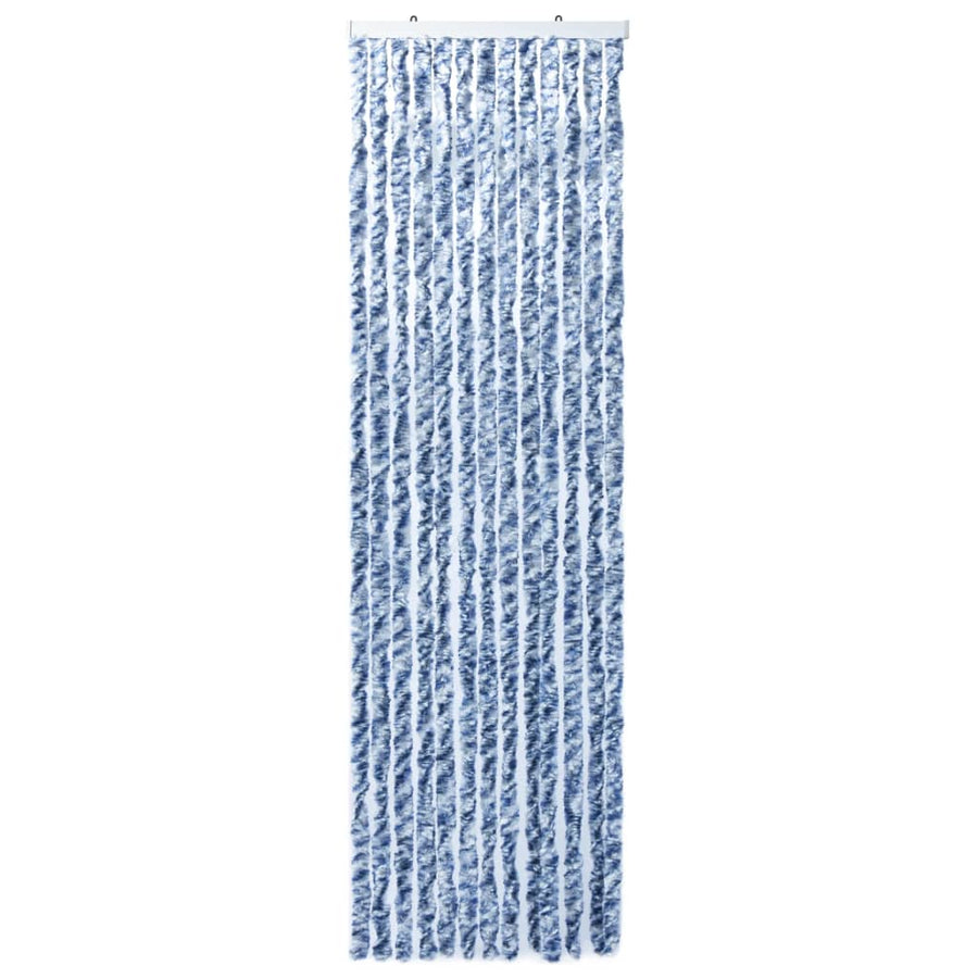 Vliegengordijn 56x185 cm chenille blauw, wit en zilver 56 x 185 cm Blauw/wit/zilver