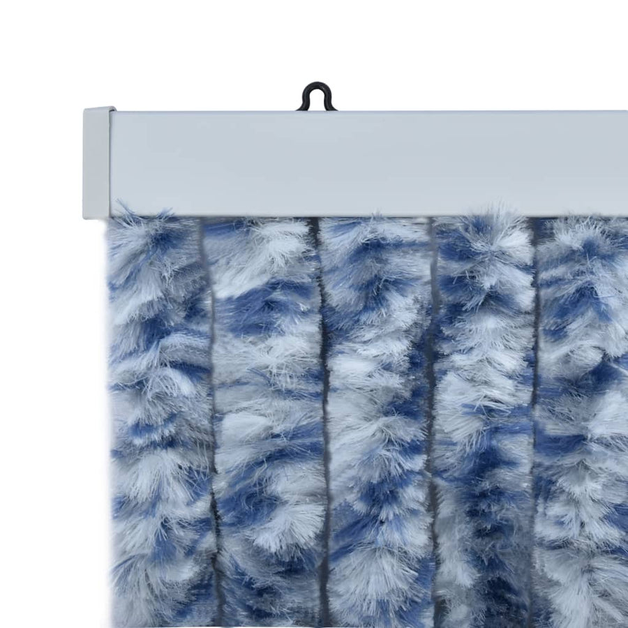 Vliegengordijn 56x185 cm chenille blauw, wit en zilver 56 x 185 cm Blauw/wit/zilver