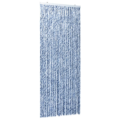 Vliegengordijn 90x220 cm chenille blauw, wit en zilver 90 x 220 cm Blauw/wit/zilver