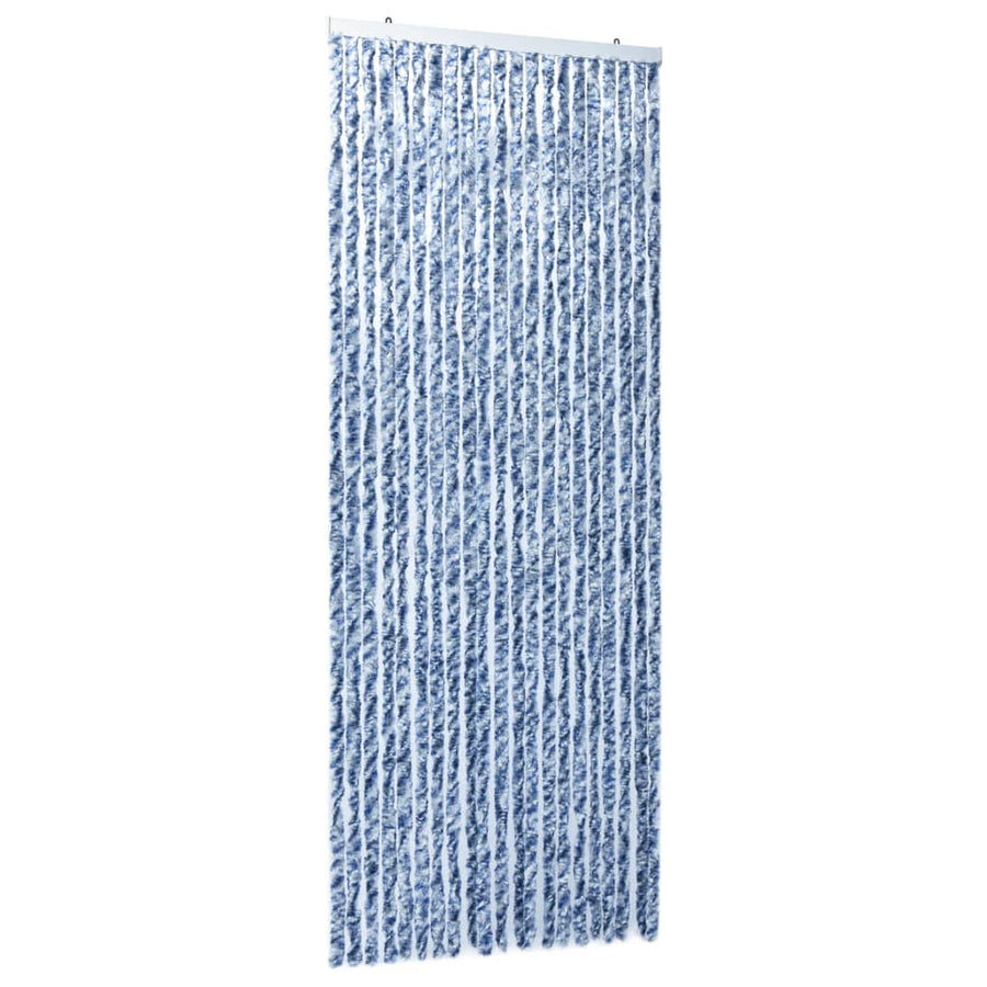Vliegengordijn 90x220 cm chenille blauw, wit en zilver 90 x 220 cm Blauw/wit/zilver