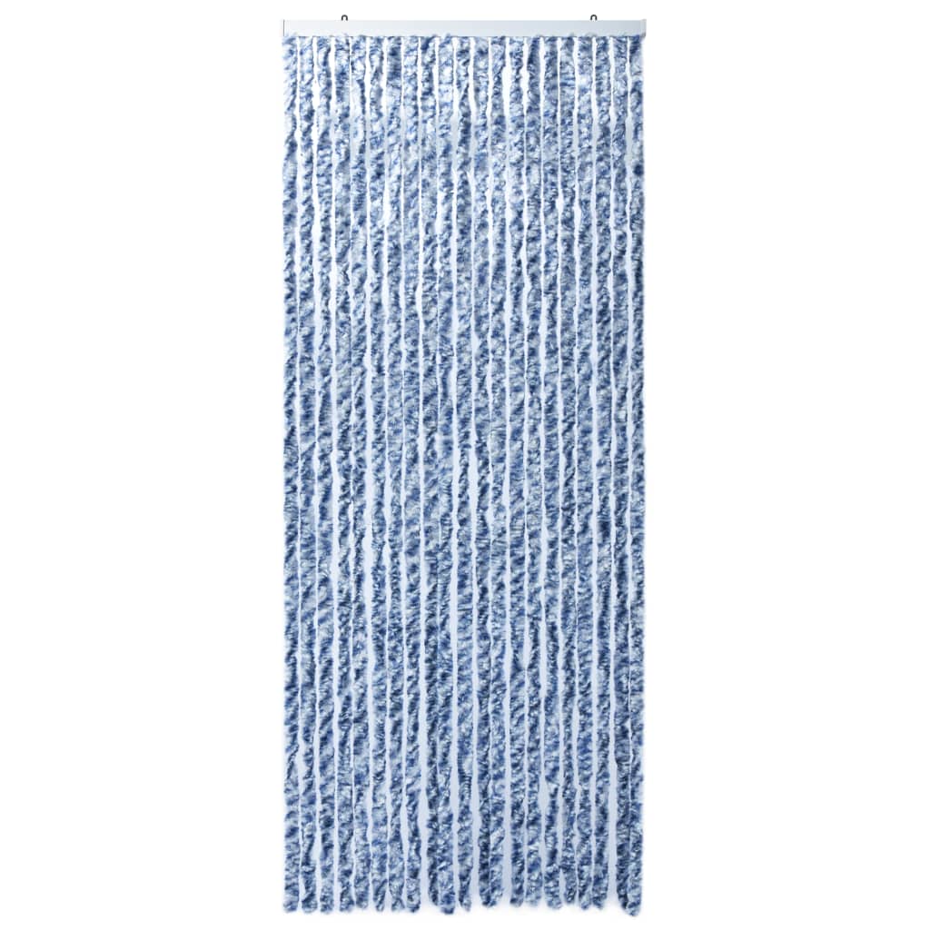 Vliegengordijn 90x220 cm chenille blauw, wit en zilver 90 x 220 cm Blauw/wit/zilver