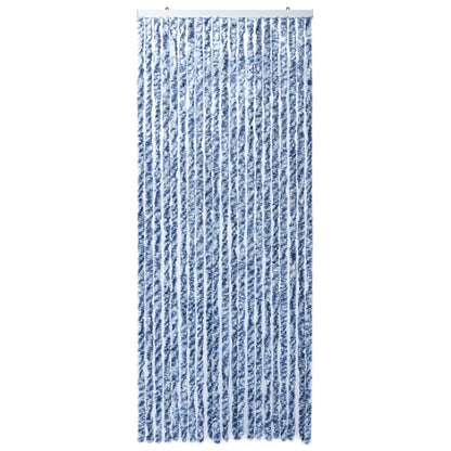 Vliegengordijn 90x220 cm chenille blauw, wit en zilver 90 x 220 cm Blauw/wit/zilver