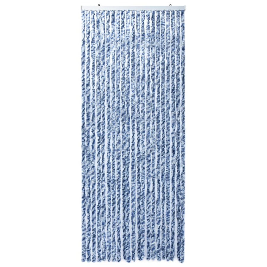 Vliegengordijn 90x220 cm chenille blauw, wit en zilver 90 x 220 cm Blauw/wit/zilver