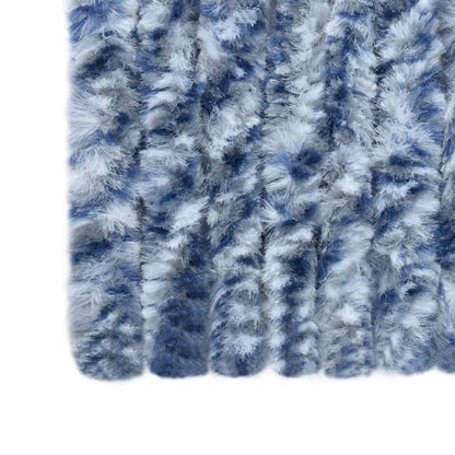 Vliegengordijn 90x220 cm chenille blauw, wit en zilver 90 x 220 cm Blauw/wit/zilver
