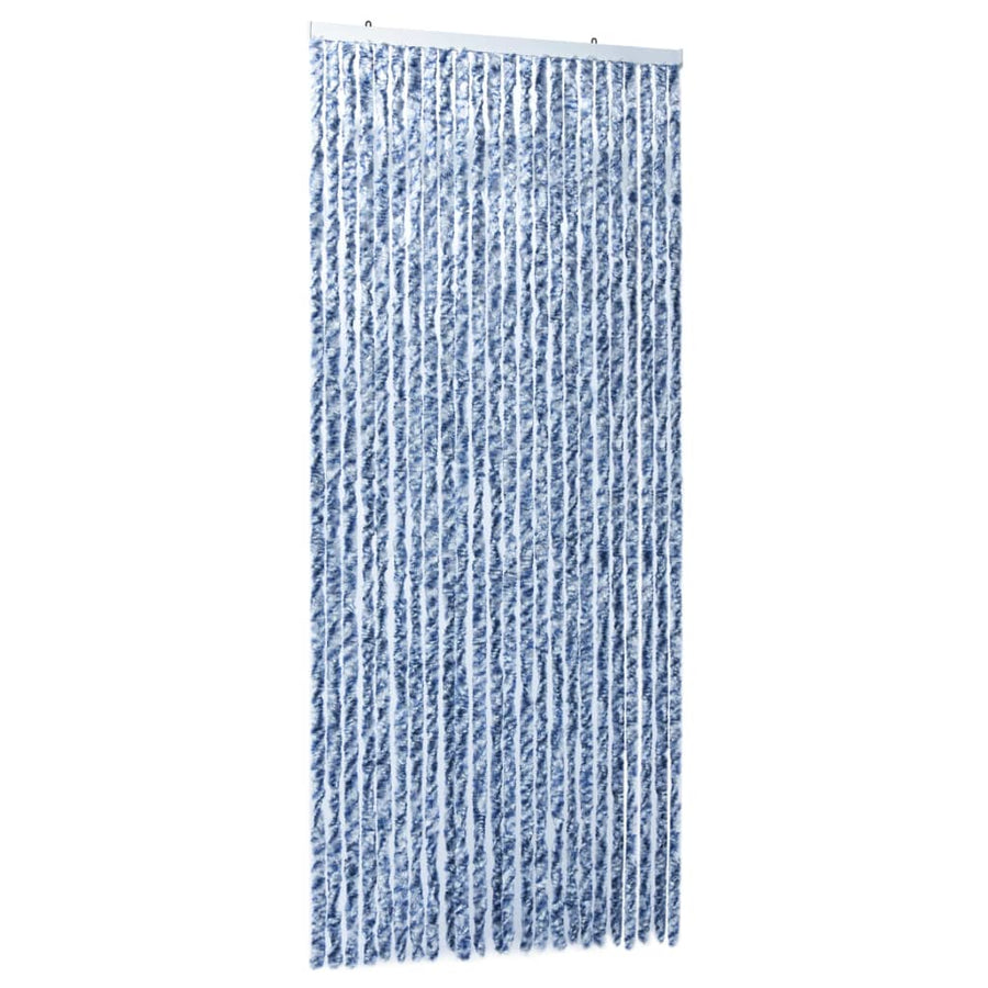 Vliegengordijn 100x220 cm chenille blauw, wit en zilver 100 x 220 cm Blauw/wit/zilver