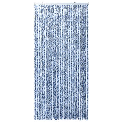 Vliegengordijn 100x220 cm chenille blauw, wit en zilver 100 x 220 cm Blauw/wit/zilver
