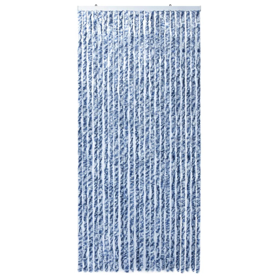 Vliegengordijn 100x220 cm chenille blauw, wit en zilver 100 x 220 cm Blauw/wit/zilver