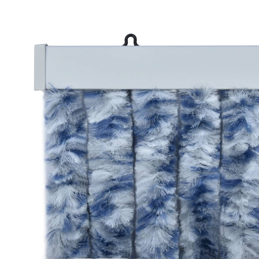 Vliegengordijn 100x220 cm chenille blauw, wit en zilver 100 x 220 cm Blauw/wit/zilver