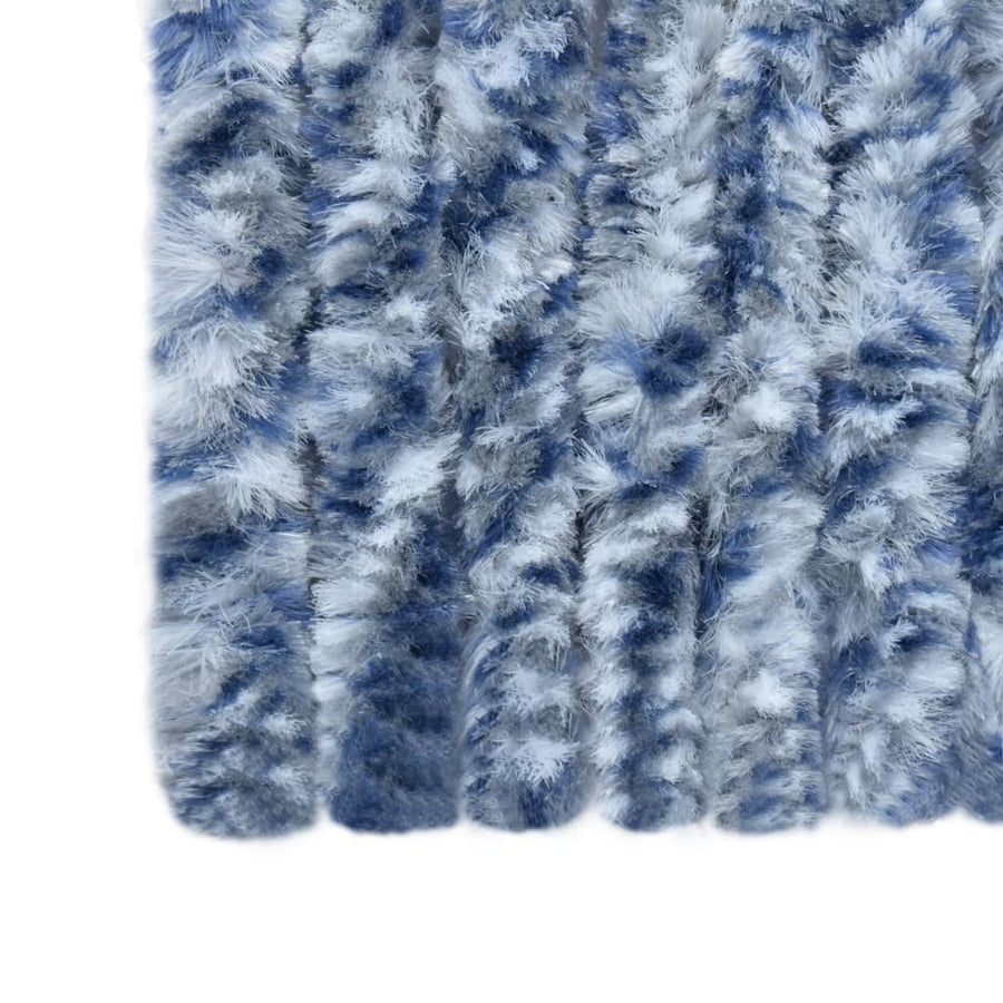 Vliegengordijn 100x220 cm chenille blauw, wit en zilver 100 x 220 cm Blauw/wit/zilver