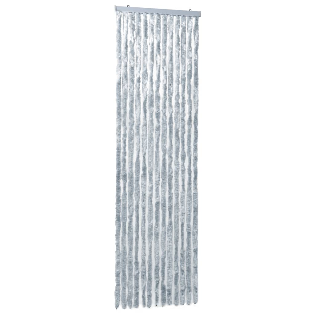 Vliegengordijn 56x185 cm chenille wit en grijs 56 x 185 cm Wit en grijs