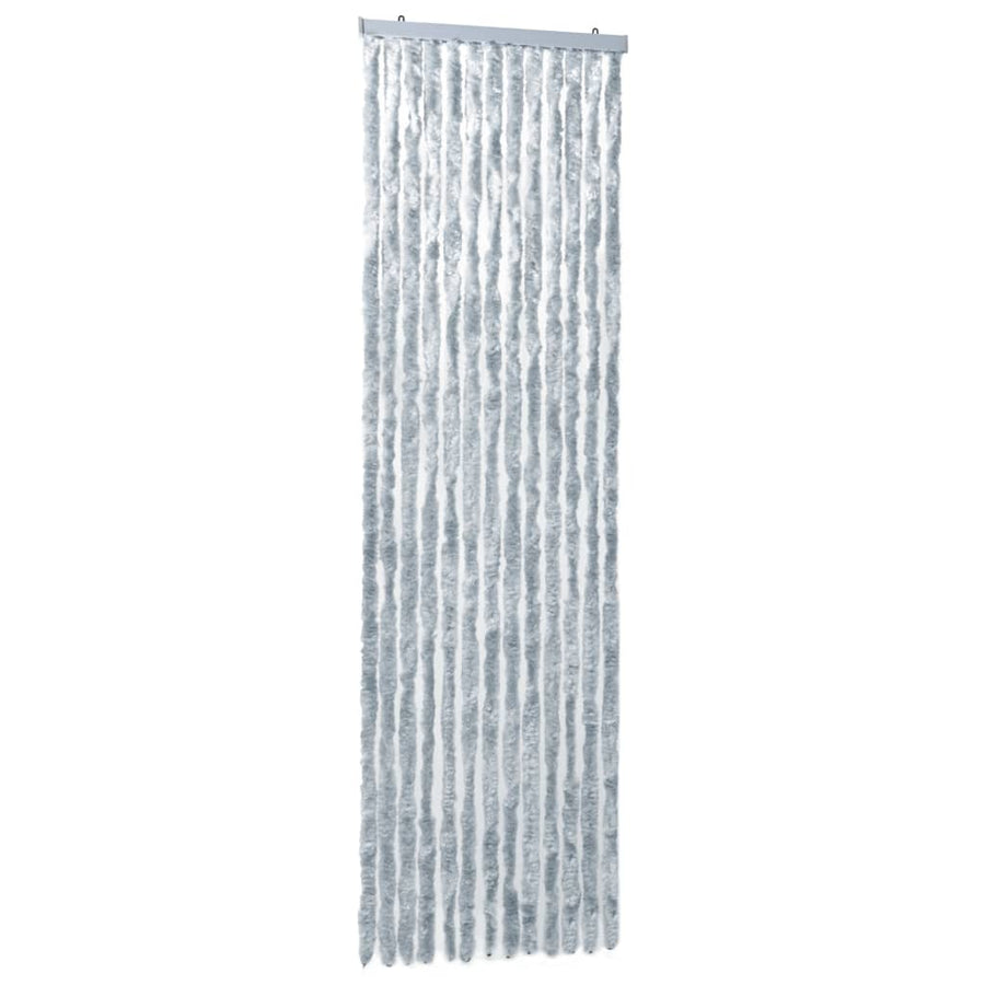 Vliegengordijn 56x185 cm chenille wit en grijs 56 x 185 cm Wit en grijs