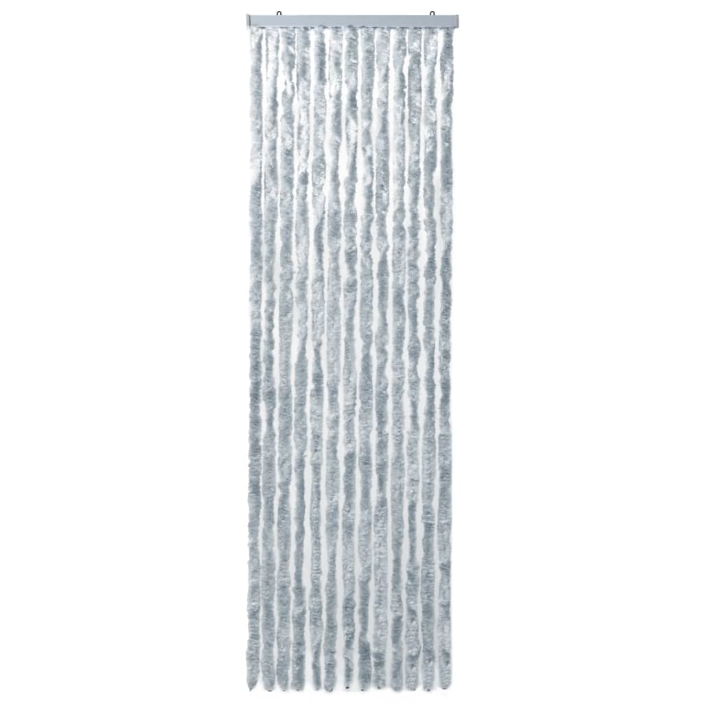 Vliegengordijn 56x185 cm chenille wit en grijs 56 x 185 cm Wit en grijs