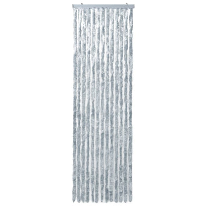 Vliegengordijn 56x185 cm chenille wit en grijs 56 x 185 cm Wit en grijs