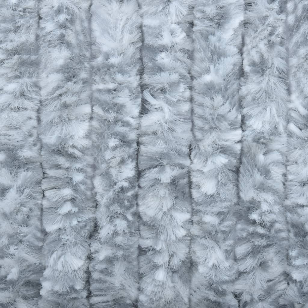 Vliegengordijn 56x185 cm chenille wit en grijs 56 x 185 cm Wit en grijs