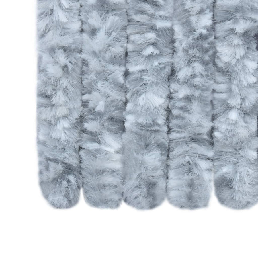 Vliegengordijn 56x185 cm chenille wit en grijs 56 x 185 cm Wit en grijs