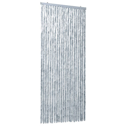 Vliegengordijn 90x220 cm chenille wit en grijs 90 x 220 cm Wit en grijs