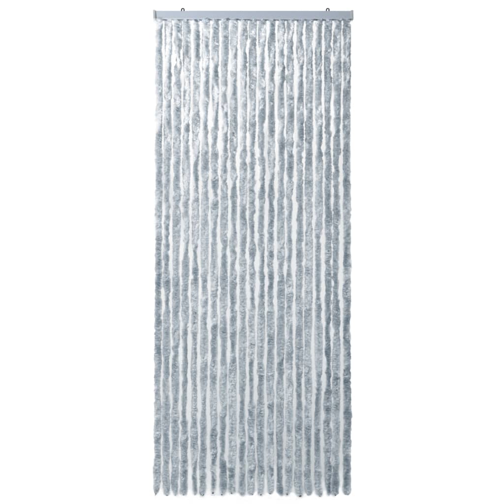 Vliegengordijn 90x220 cm chenille wit en grijs 90 x 220 cm Wit en grijs