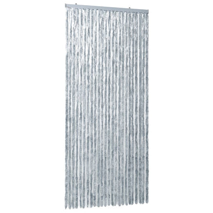 Vliegengordijn 100x220 cm chenille wit en grijs 100 x 220 cm Wit en grijs