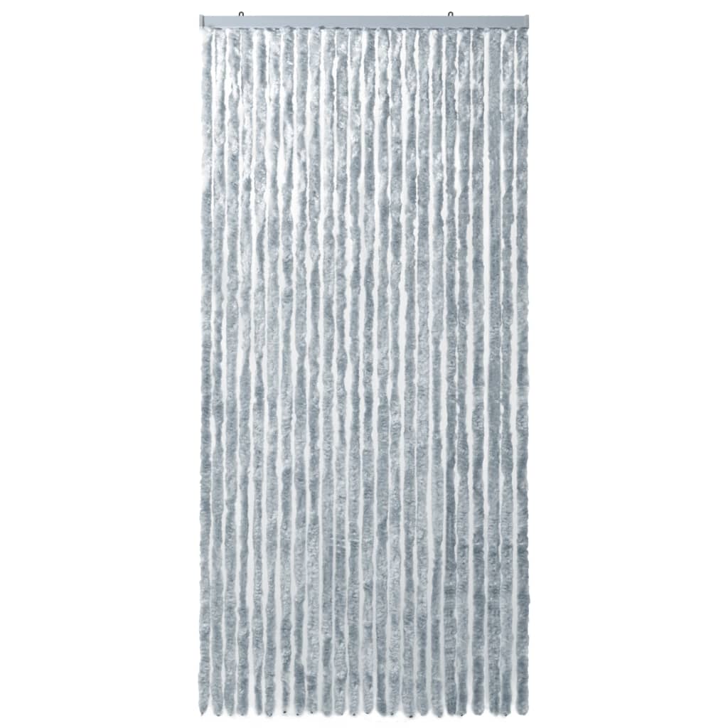 Vliegengordijn 100x220 cm chenille wit en grijs 100 x 220 cm Wit en grijs