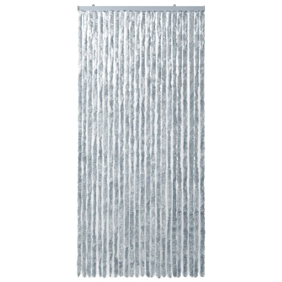 Vliegengordijn 100x220 cm chenille wit en grijs 100 x 220 cm Wit en grijs