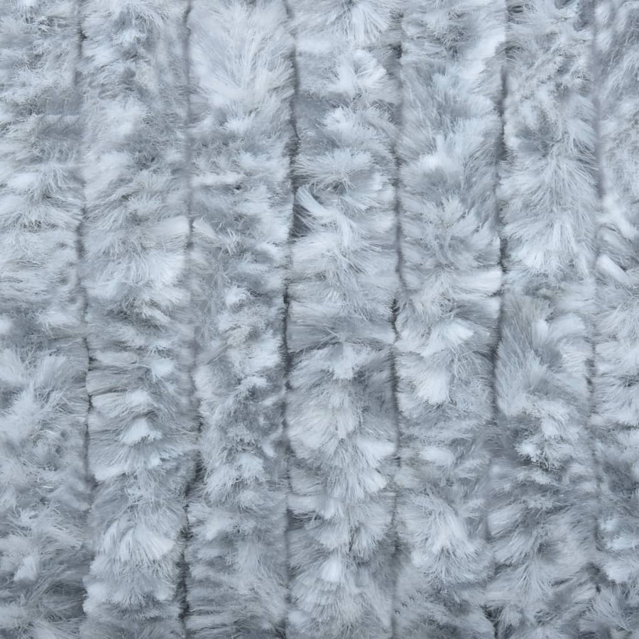 Vliegengordijn 100x220 cm chenille wit en grijs 100 x 220 cm Wit en grijs