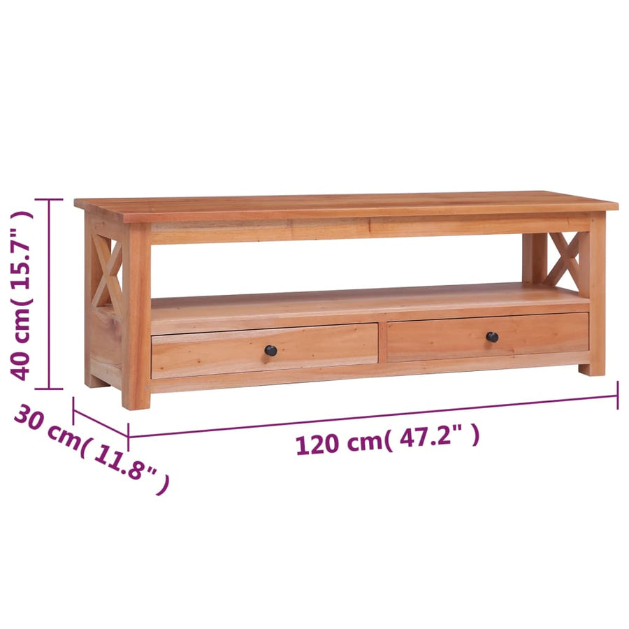 Tv-Meubel Massief Mahoniehout 120 x 30 x 40 cm Naturel