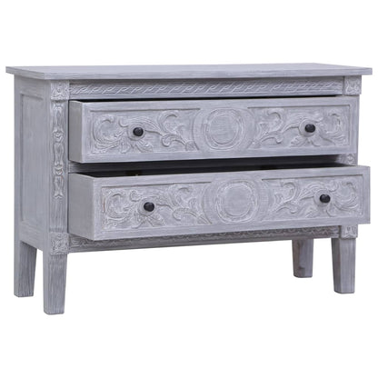 Dressoir Met 2 Lades 90X30X60 Cm Massief Mahoniehout Grijs