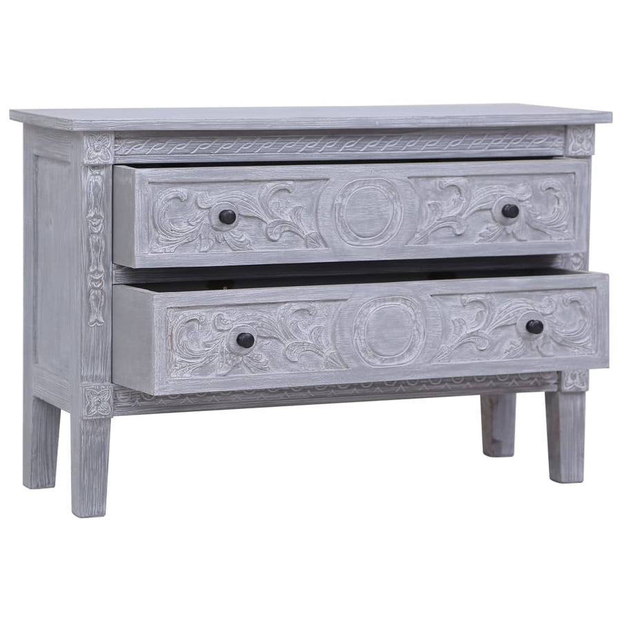 Dressoir Met 2 Lades 90X30X60 Cm Massief Mahoniehout Grijs