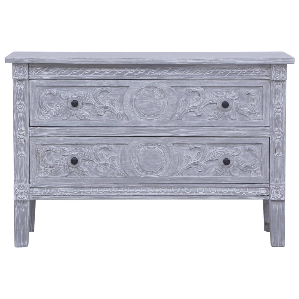 Dressoir Met 2 Lades 90X30X60 Cm Massief Mahoniehout Grijs