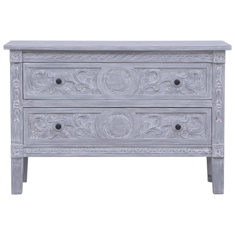 Dressoir Met 2 Lades 90X30X60 Cm Massief Mahoniehout Grijs