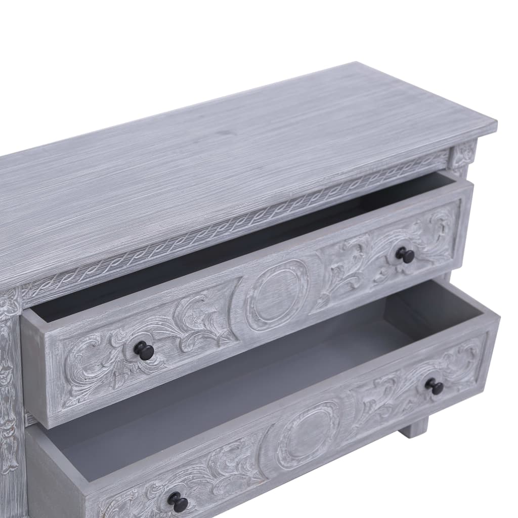 Dressoir Met 2 Lades 90X30X60 Cm Massief Mahoniehout Grijs