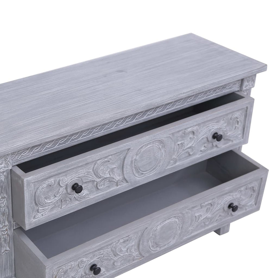 Dressoir Met 2 Lades 90X30X60 Cm Massief Mahoniehout Grijs