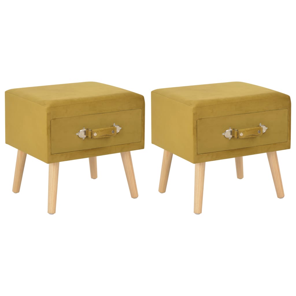 Nachtkastjes 40X35X40 Cm Fluweel Mosterdkleurig 2 Mosterdgeel