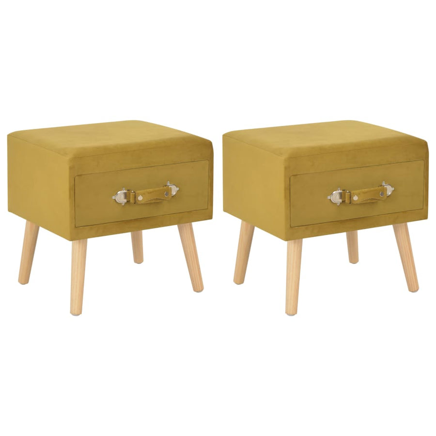 Nachtkastjes 40X35X40 Cm Fluweel Mosterdkleurig 2 Mosterdgeel