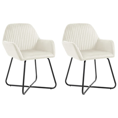 Eetkamerstoelen 2 St Fluweel Crèmekleurig