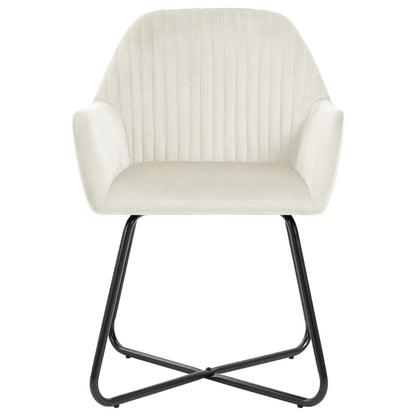 Eetkamerstoelen 2 St Fluweel Crèmekleurig