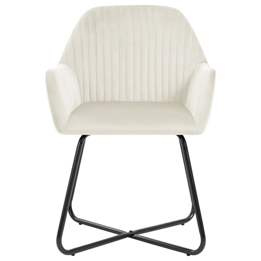 Eetkamerstoelen 2 St Fluweel Crèmekleurig