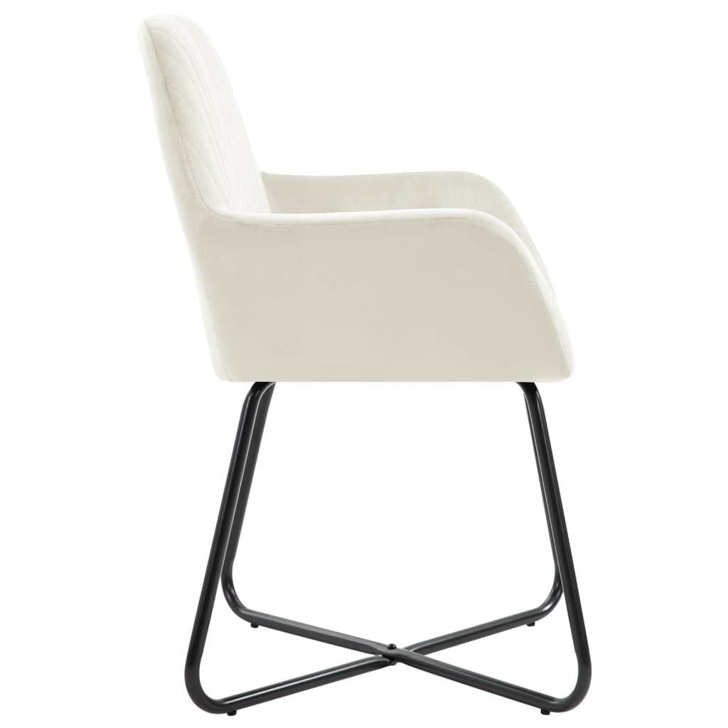 Eetkamerstoelen 2 St Fluweel Crèmekleurig