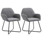 Eetkamerstoelen 2 st donkergrijs stof