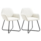Eetkamerstoelen set van 2 crème polyester