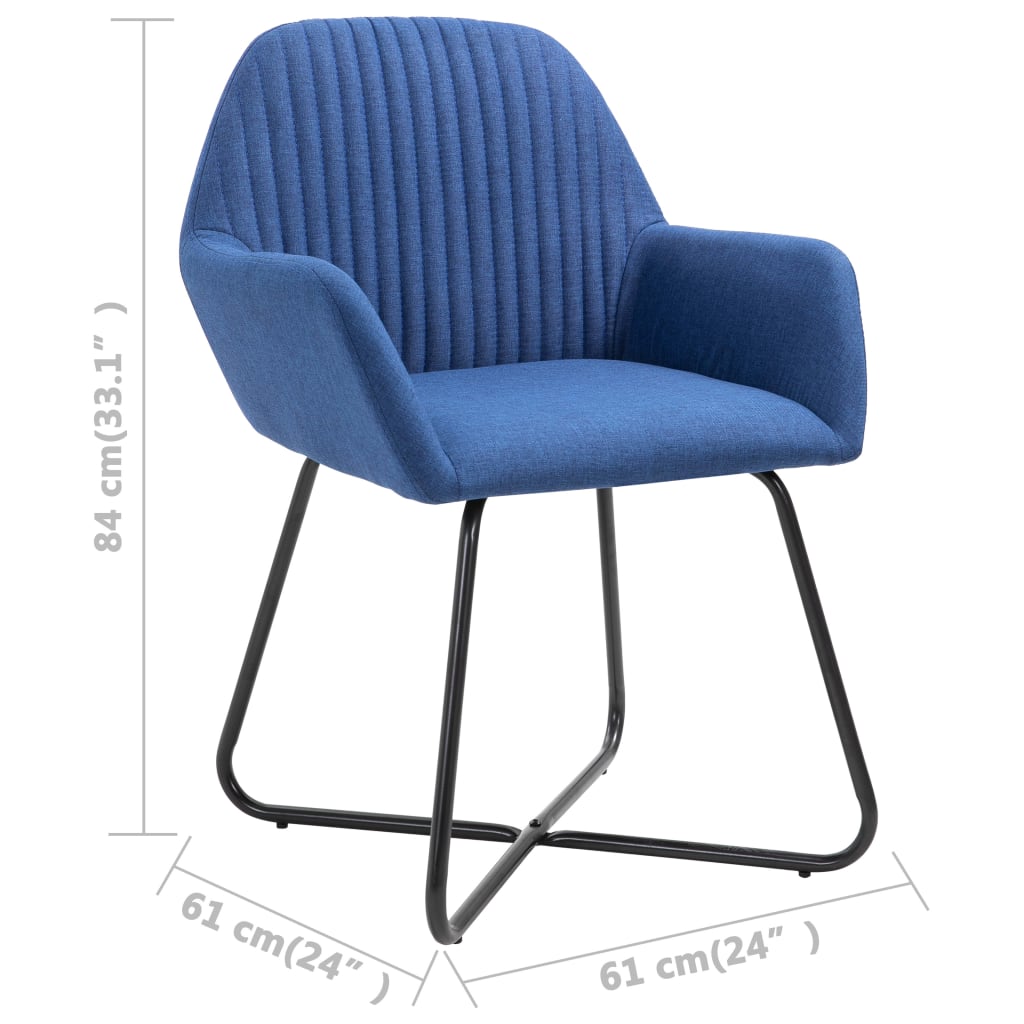 Eetkamerstoelen 2 st stof blauw